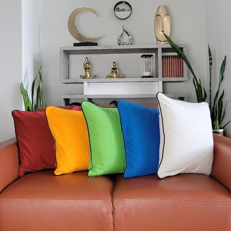 Piped Edge Throw Pillow Covers | 100% Cotton, 18"x18"