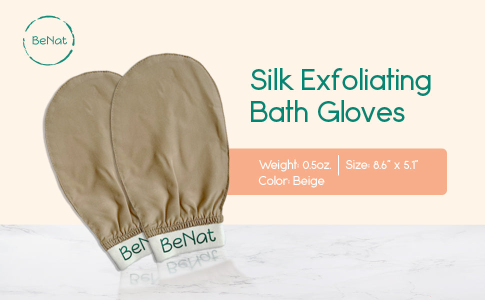 Silk Exfoliating Bath Gloves | 8.6in x 5.1in