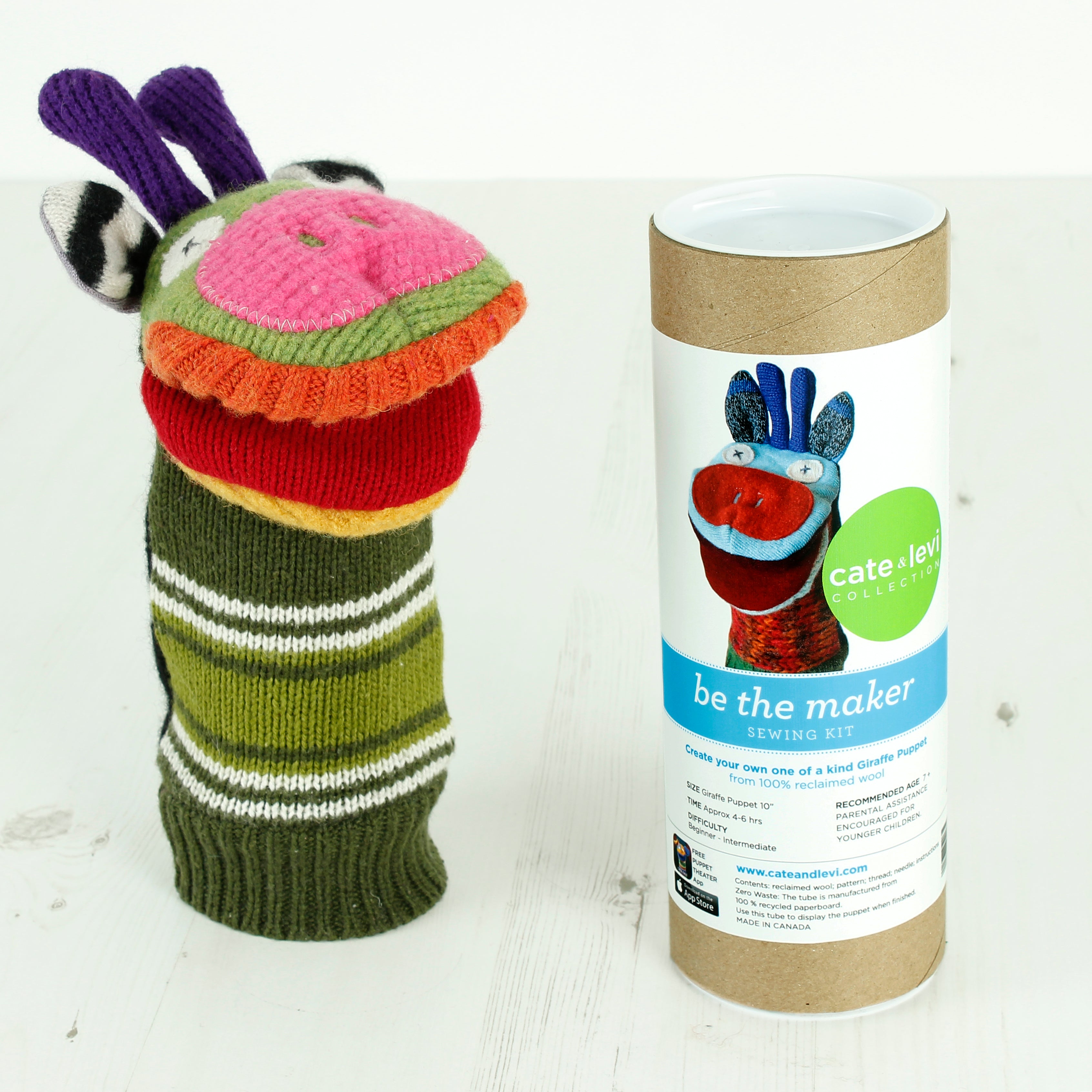 DIY Giraffe Hand Puppet Kit from Reclaimed Wool