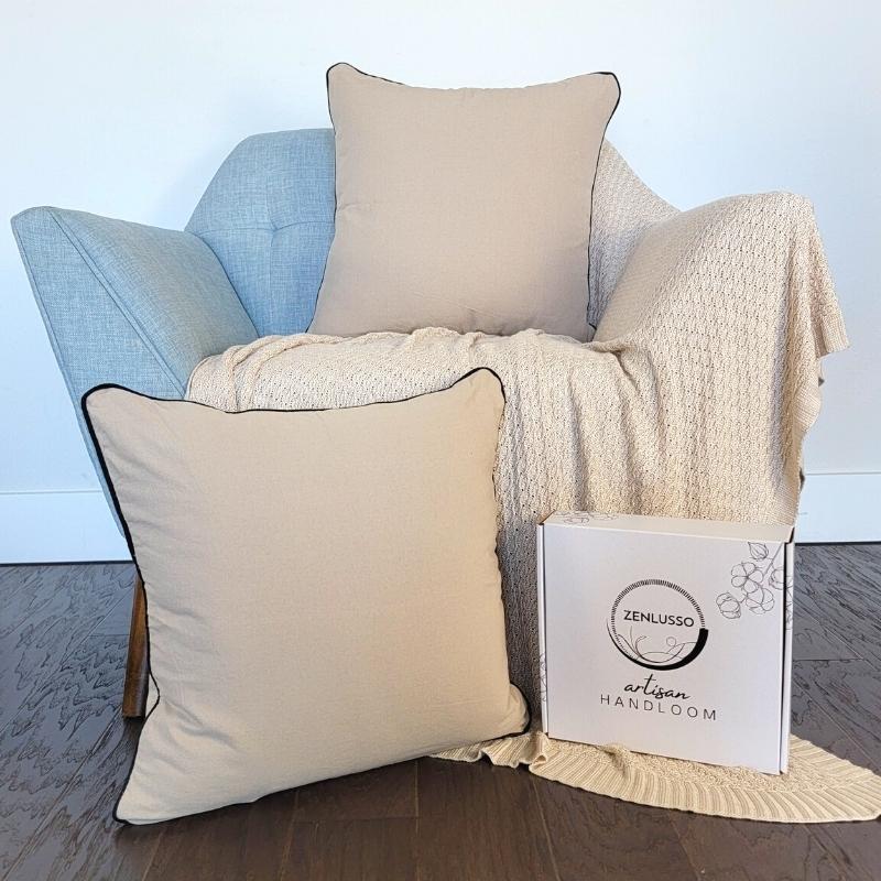 Piped Edge Throw Pillow Covers | 100% Cotton, 18"x18"