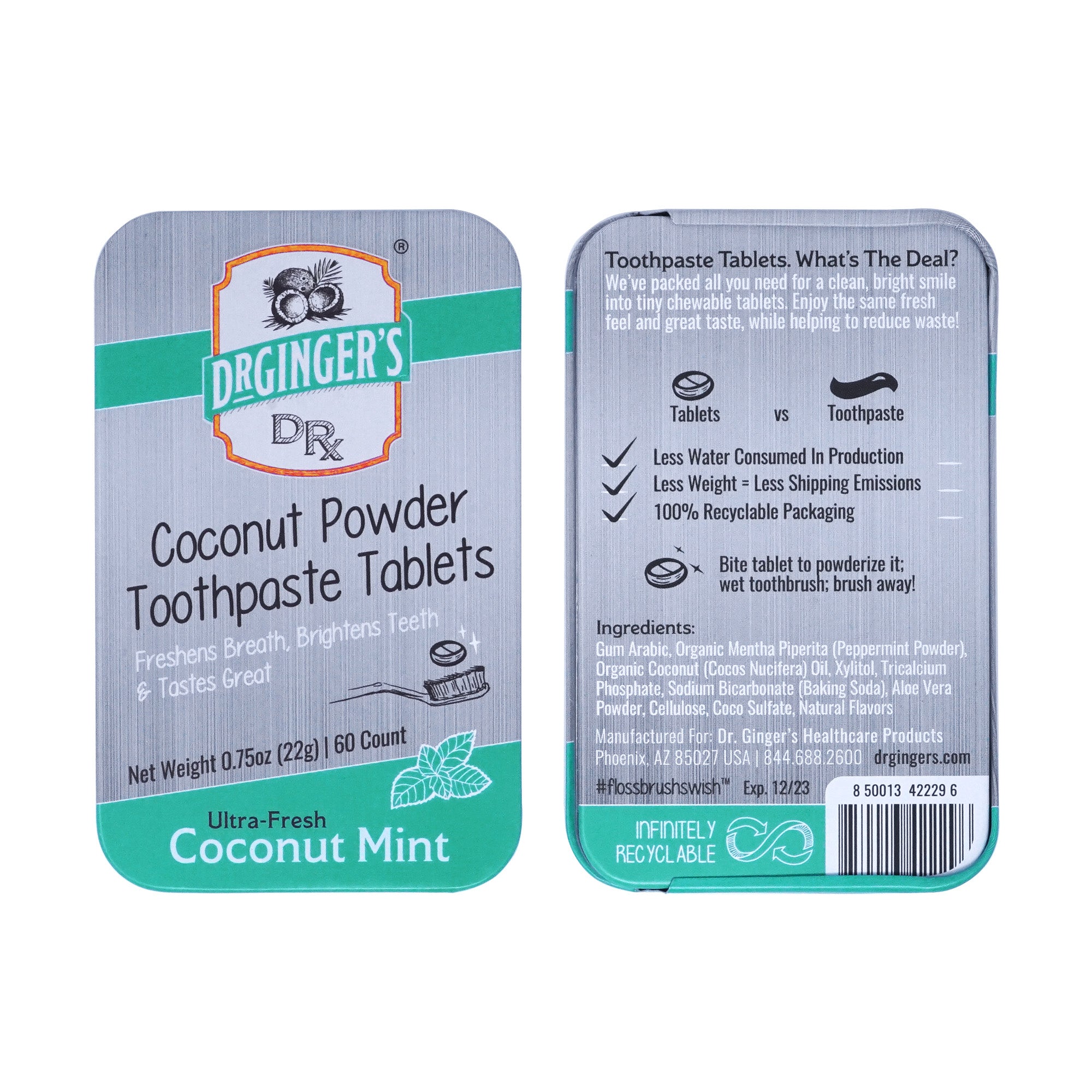 Coconut Mint Toothpaste Tablets | Chewable 60 Tablets