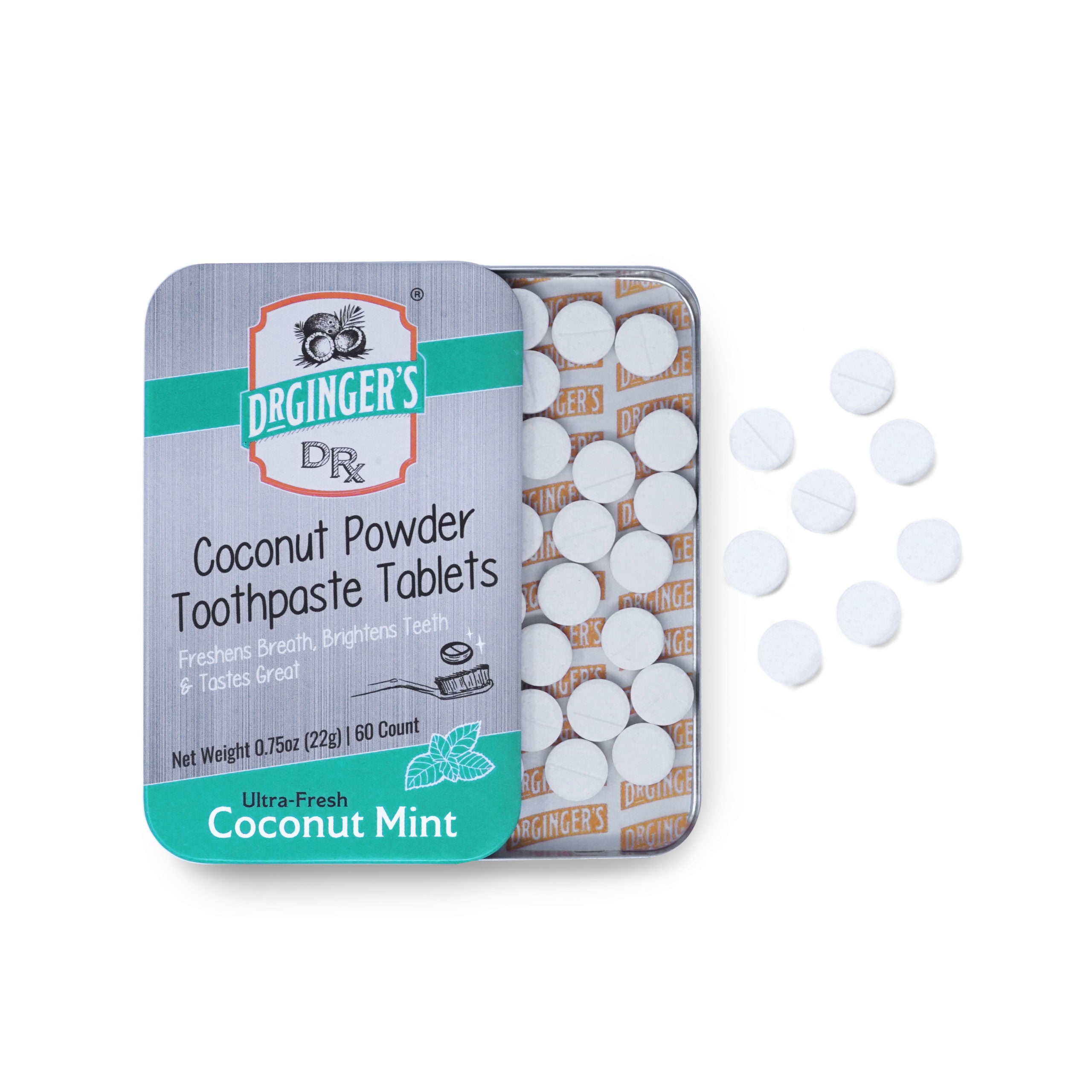 Coconut Mint Toothpaste Tablets | Chewable 60 Tablets