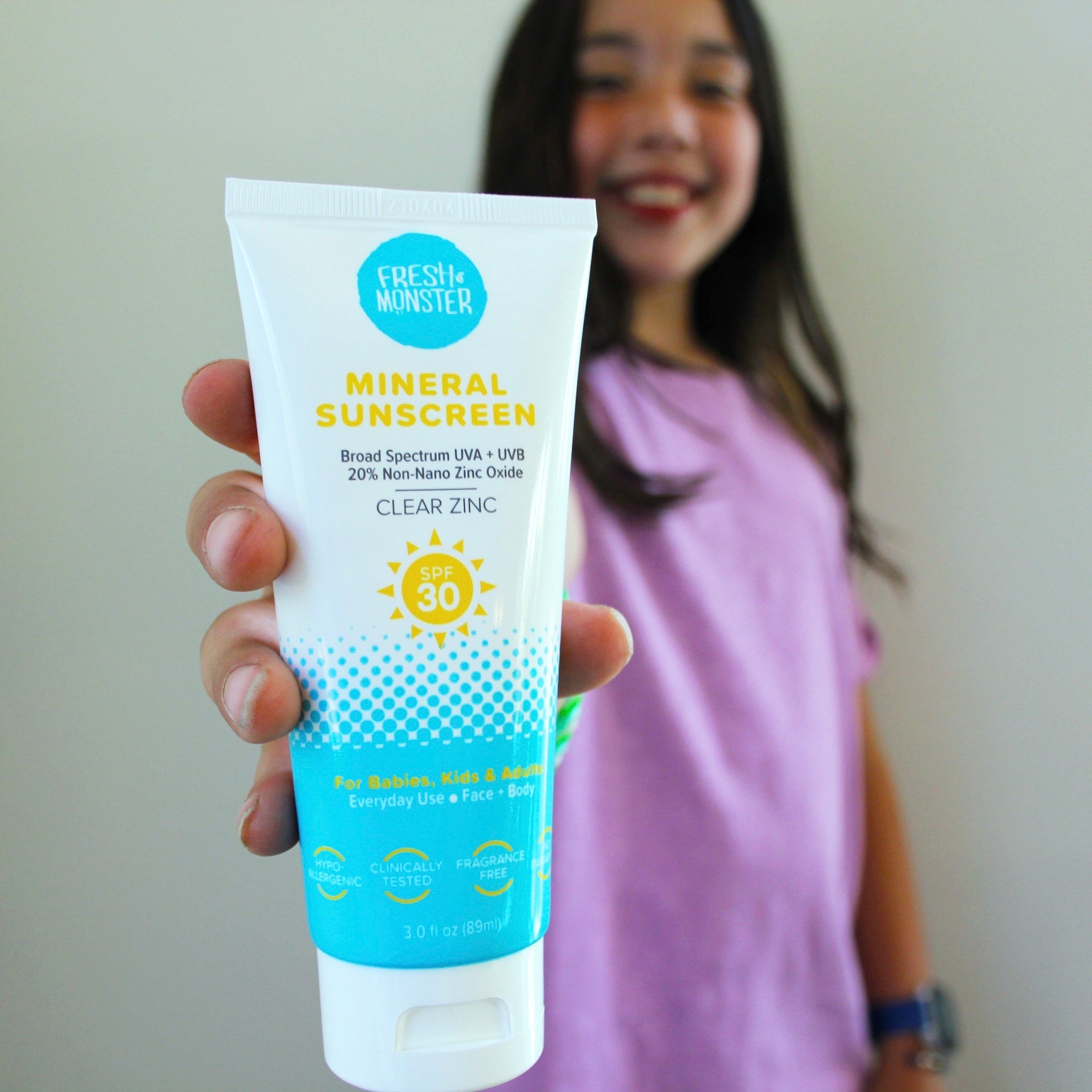 Fresh Monster Kids Sunscreen - SPF 30, Non-Nano Zinc Oxide, Reef Safe & Hypoallergenic - 3oz