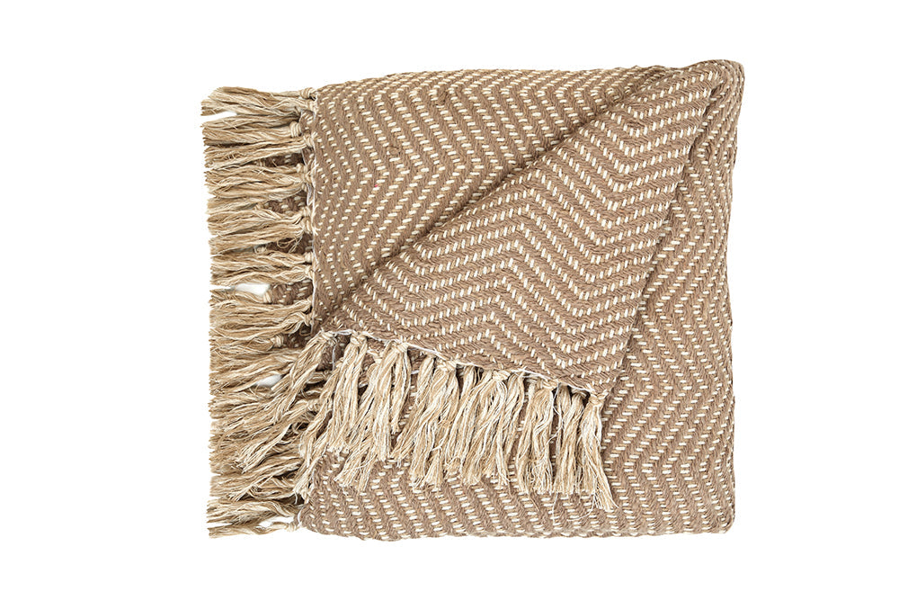 Kaya Chevron Throw Blanket - Brown & Cream - 50x70 Inches