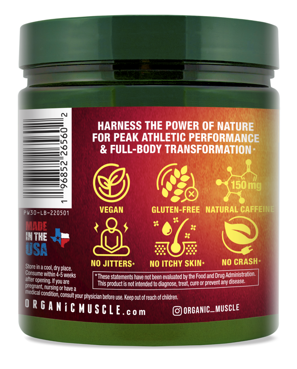 Organic Pre-Workout Powder - Lemon Berry - 30 Servings