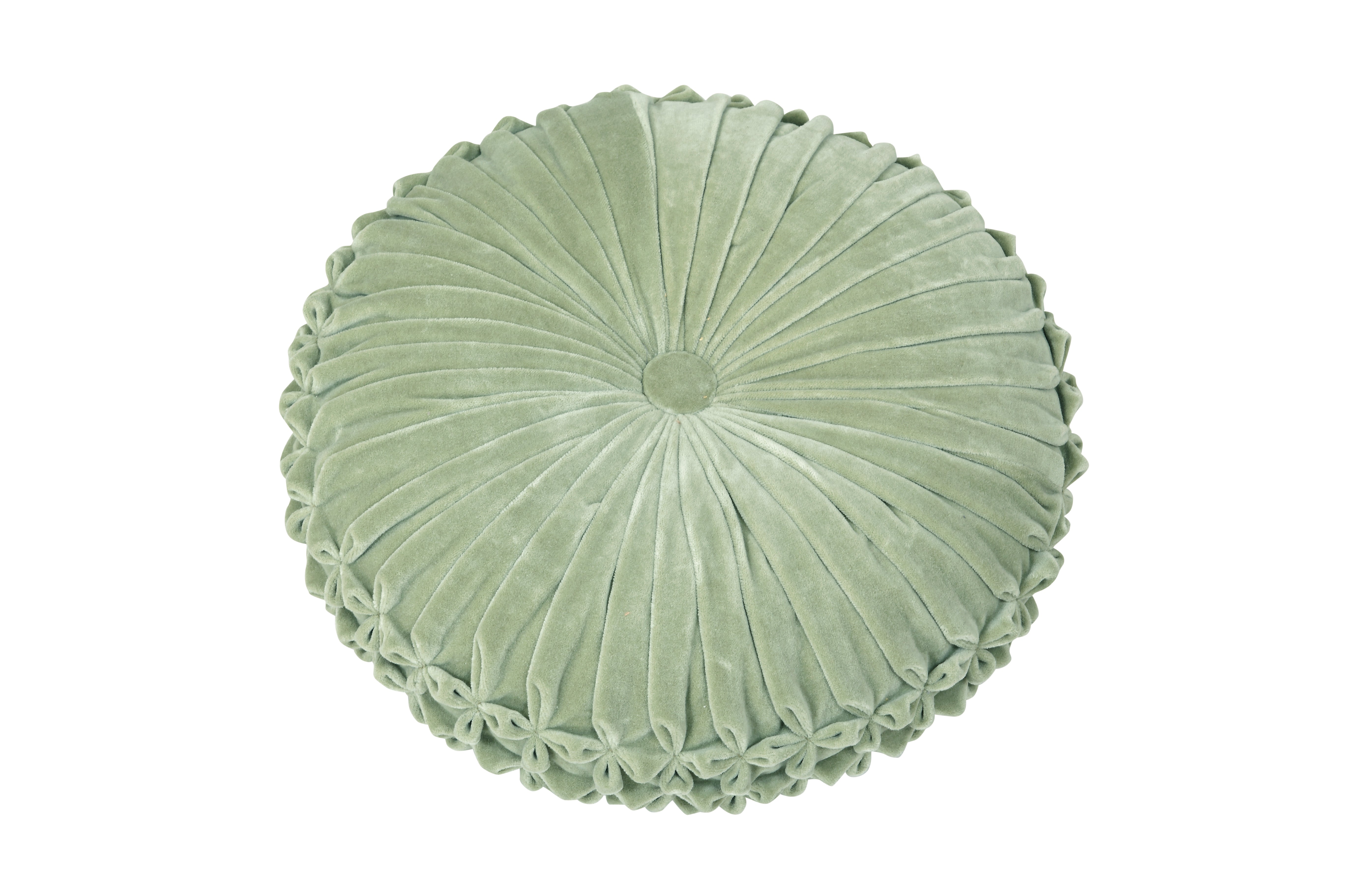 Velvet Round Cushion | Green Velvet, 16"