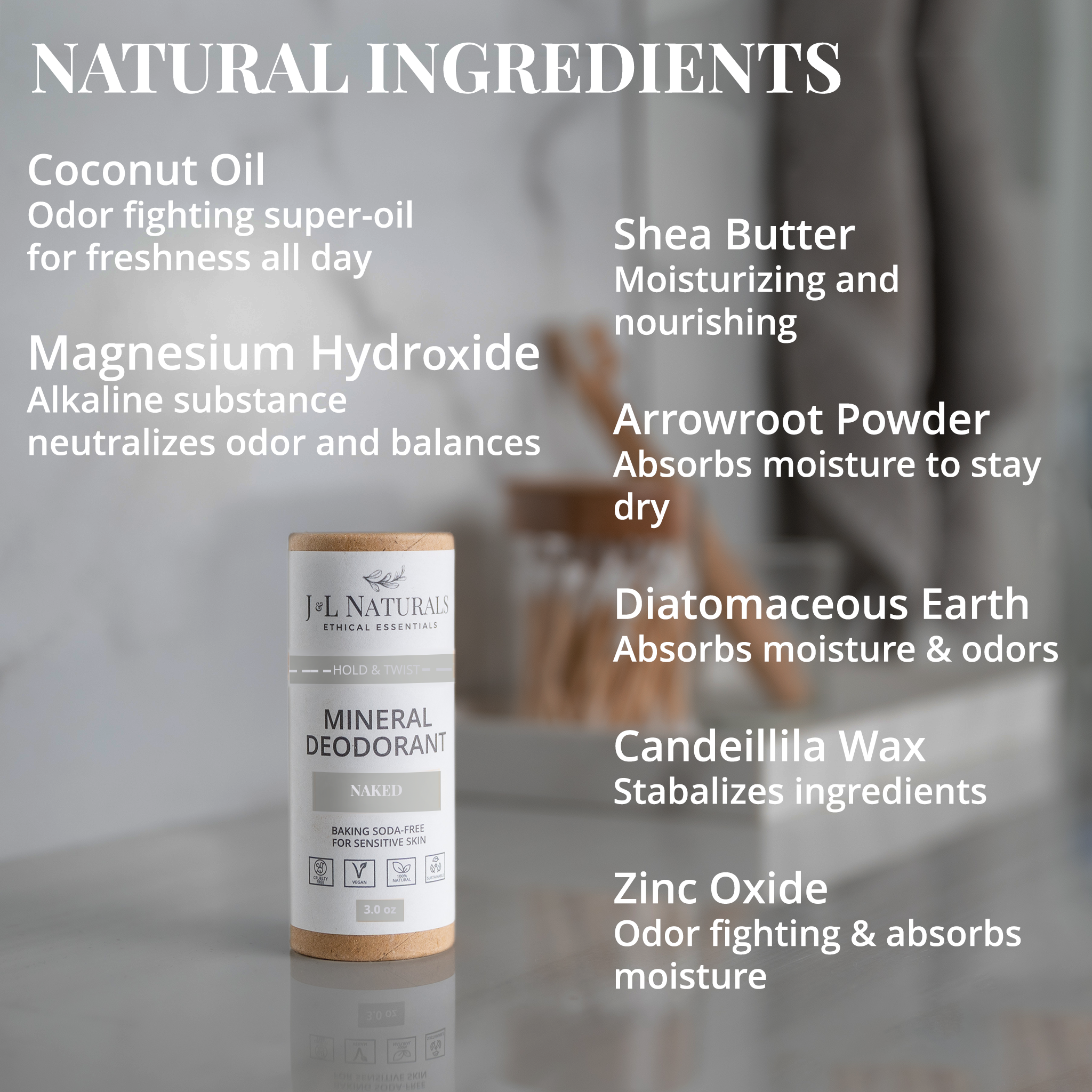 Mineral Deodorant | Baking Soda-Free, Sensitive Skin | 3.0 oz