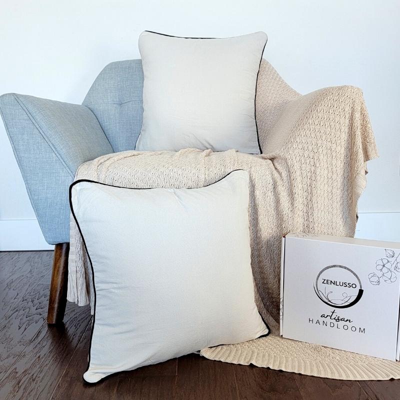 Piped Edge Throw Pillow Covers | 100% Cotton, 18"x18"