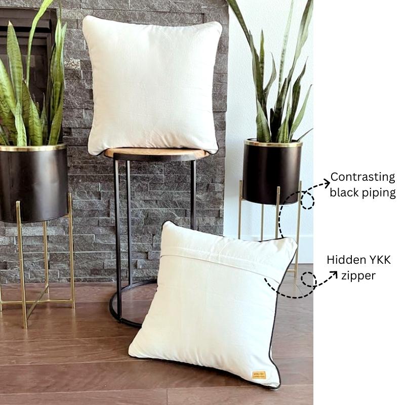 Piped Edge Throw Pillow Covers | 100% Cotton, 18"x18"