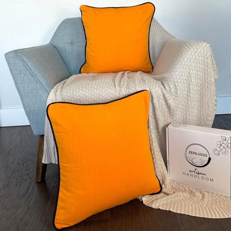 Piped Edge Throw Pillow Covers | 100% Cotton, 18"x18"