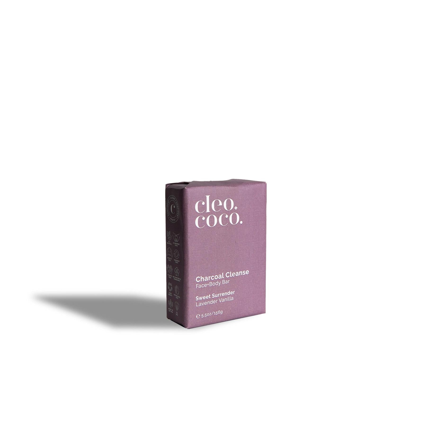 Cleo & Coco Charcoal Body Wash Bar - Detoxifying, Lavender Vanilla, For All Skin Types - 4.5oz