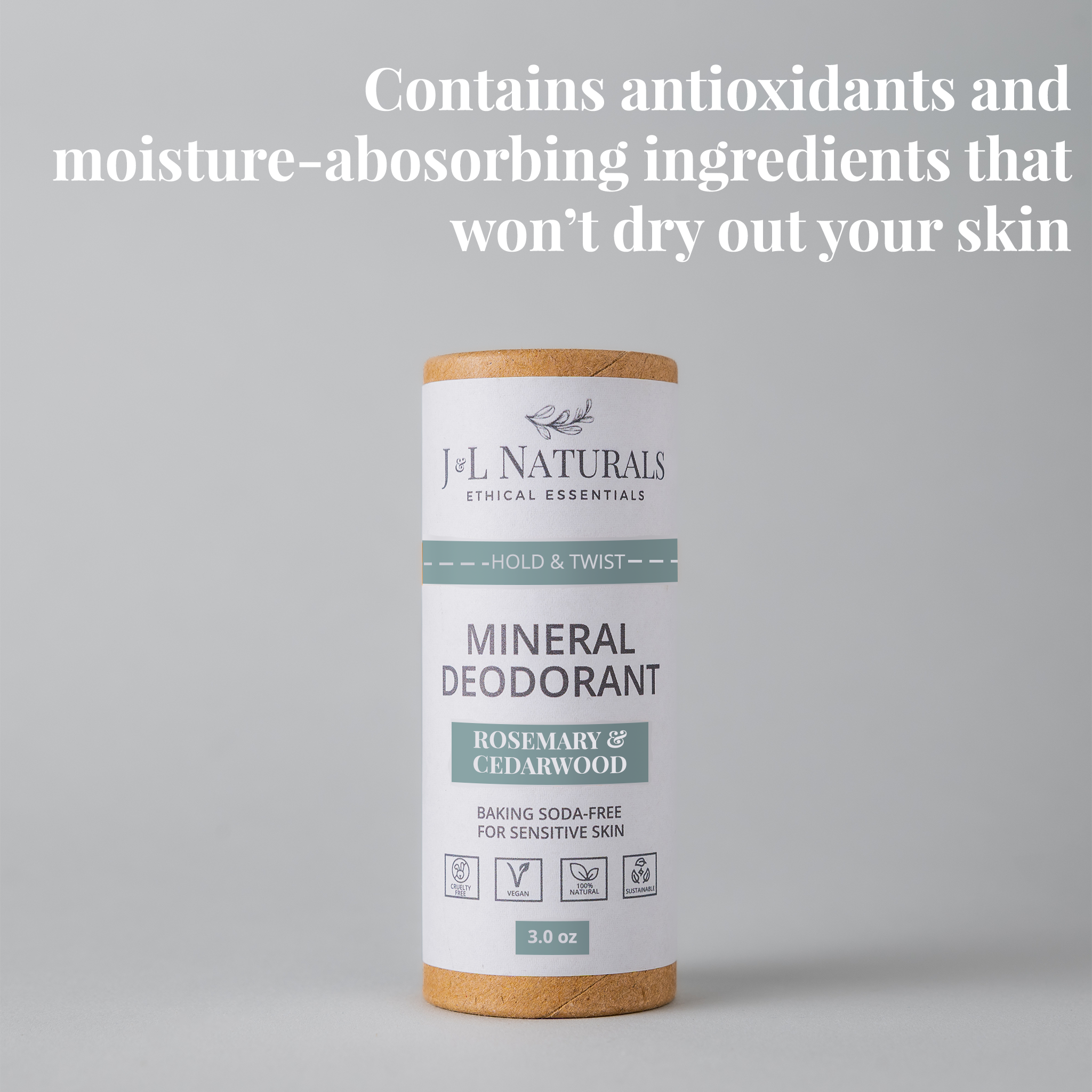 Mineral Deodorant | Baking Soda-Free, Sensitive Skin | 3.0 oz