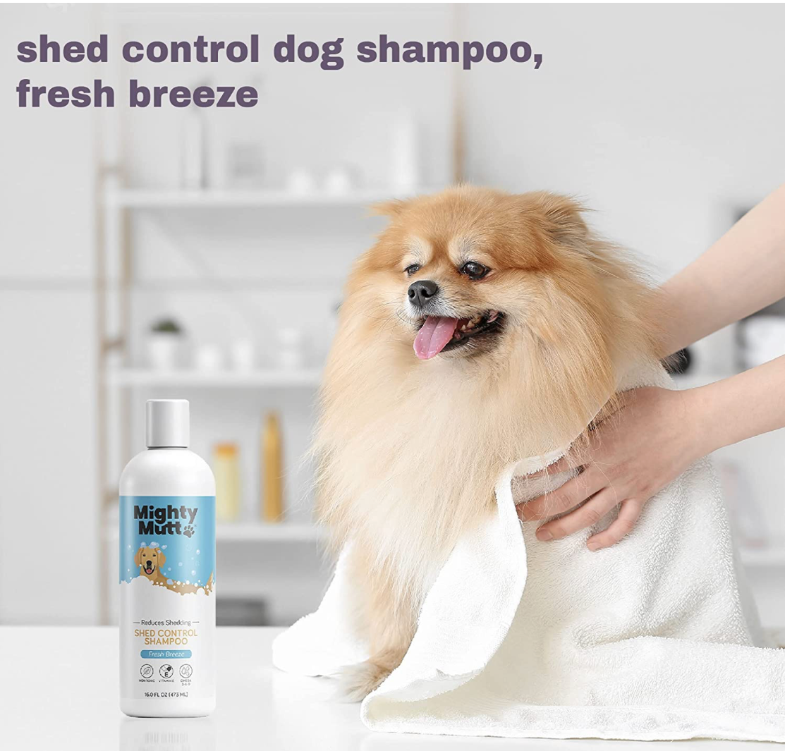 Mighty Mutt Shed Control Shampoo - Reduces Shedding, Hypoallergenic & Natural Ingredients - 16 fl oz