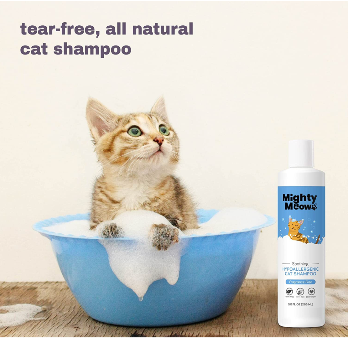 Mighty Meow Cat Shampoo - Gentle Anti-Itch & Deodorizing, Hypoallergenic Formula - 9 fl oz