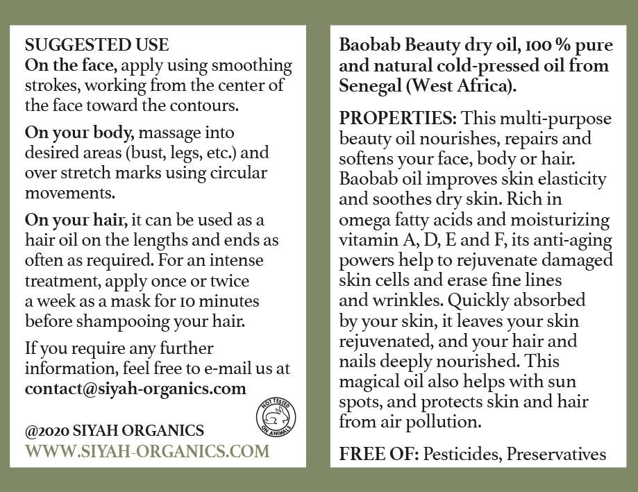 Baobab Beauty Oil | Multi Use, Cold Pressed, 1.69 fl oz