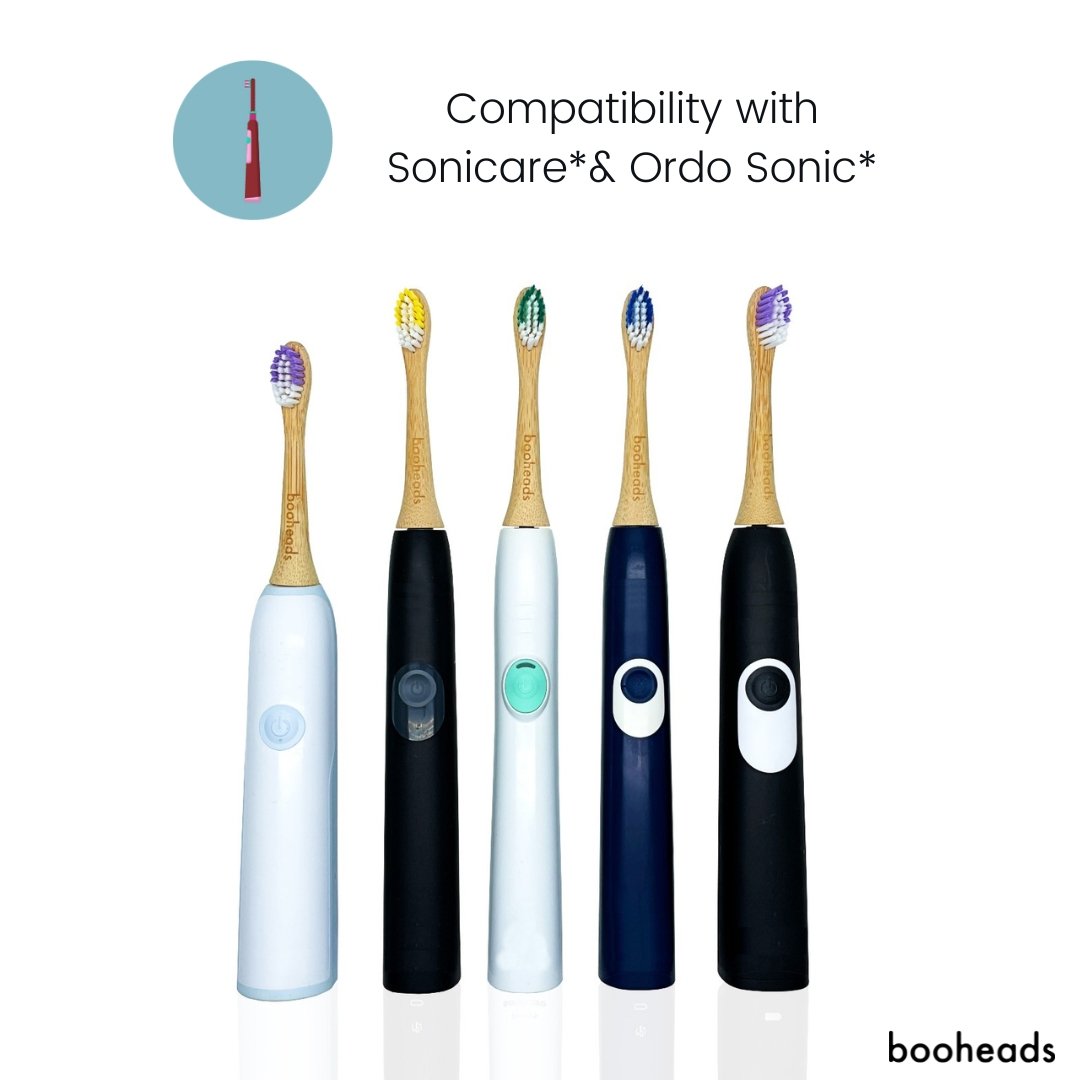 Bamboo Electric Toothbrush Heads | 2 Pieces, Blue & Yellow