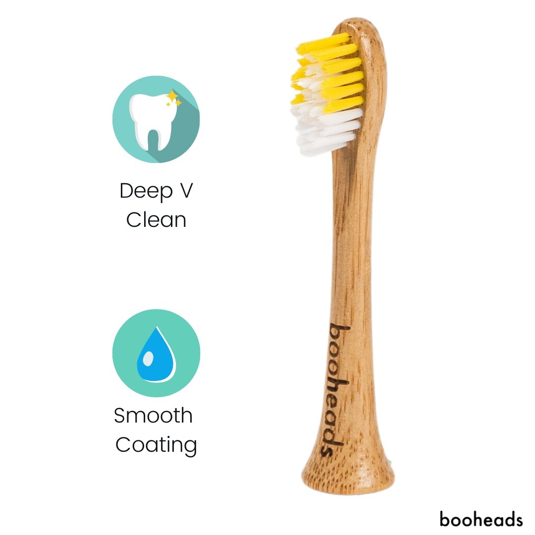 Bamboo Electric Toothbrush Heads | 2 Pieces, Blue & Yellow