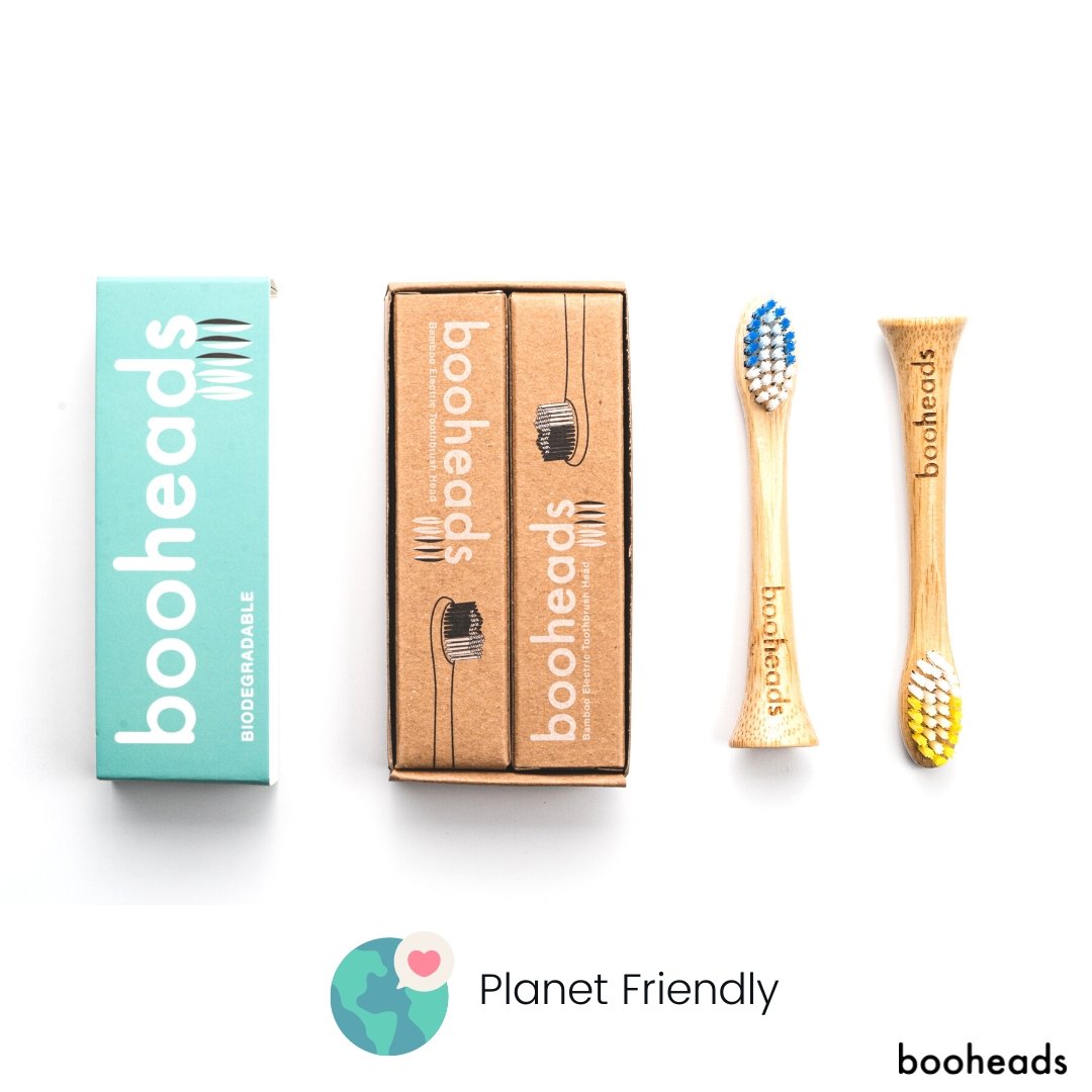 Bamboo Electric Toothbrush Heads | 2 Pieces, Blue & Yellow