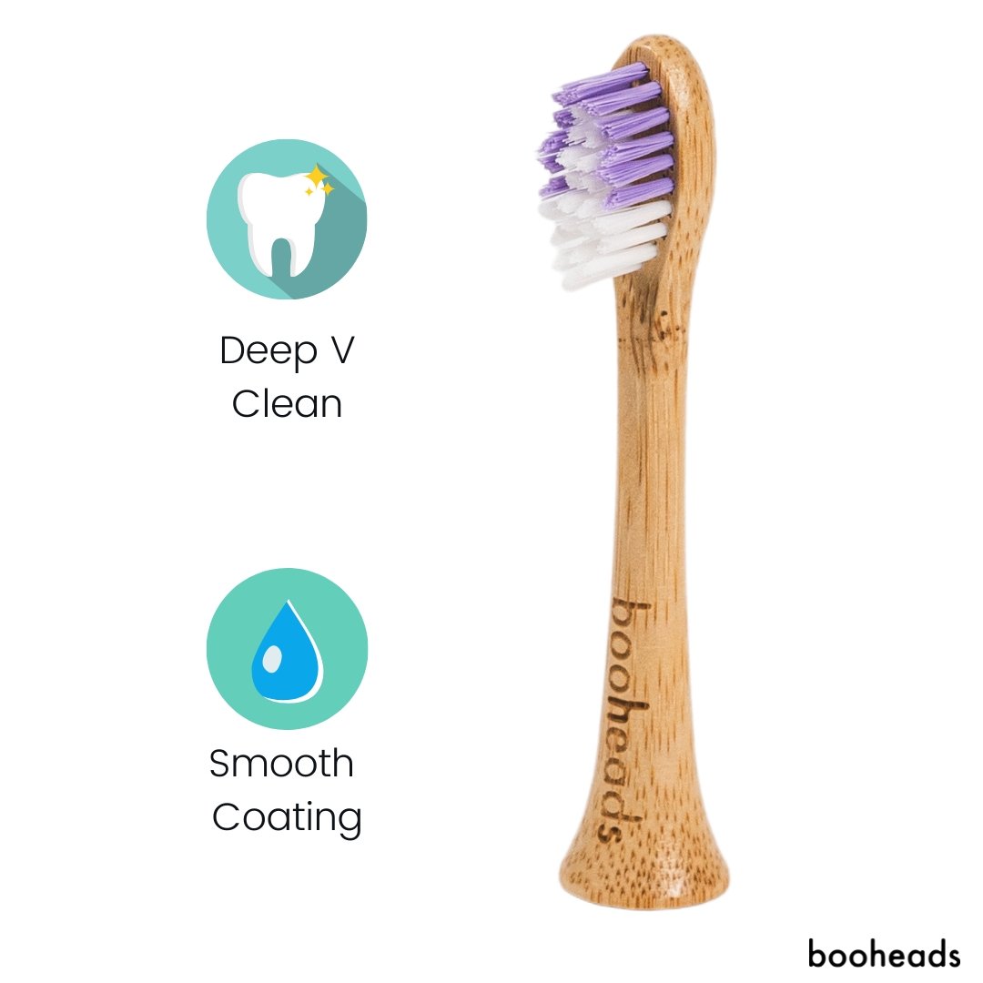 Bamboo Electric Toothbrush Heads | 2 Pieces, Purple & Green