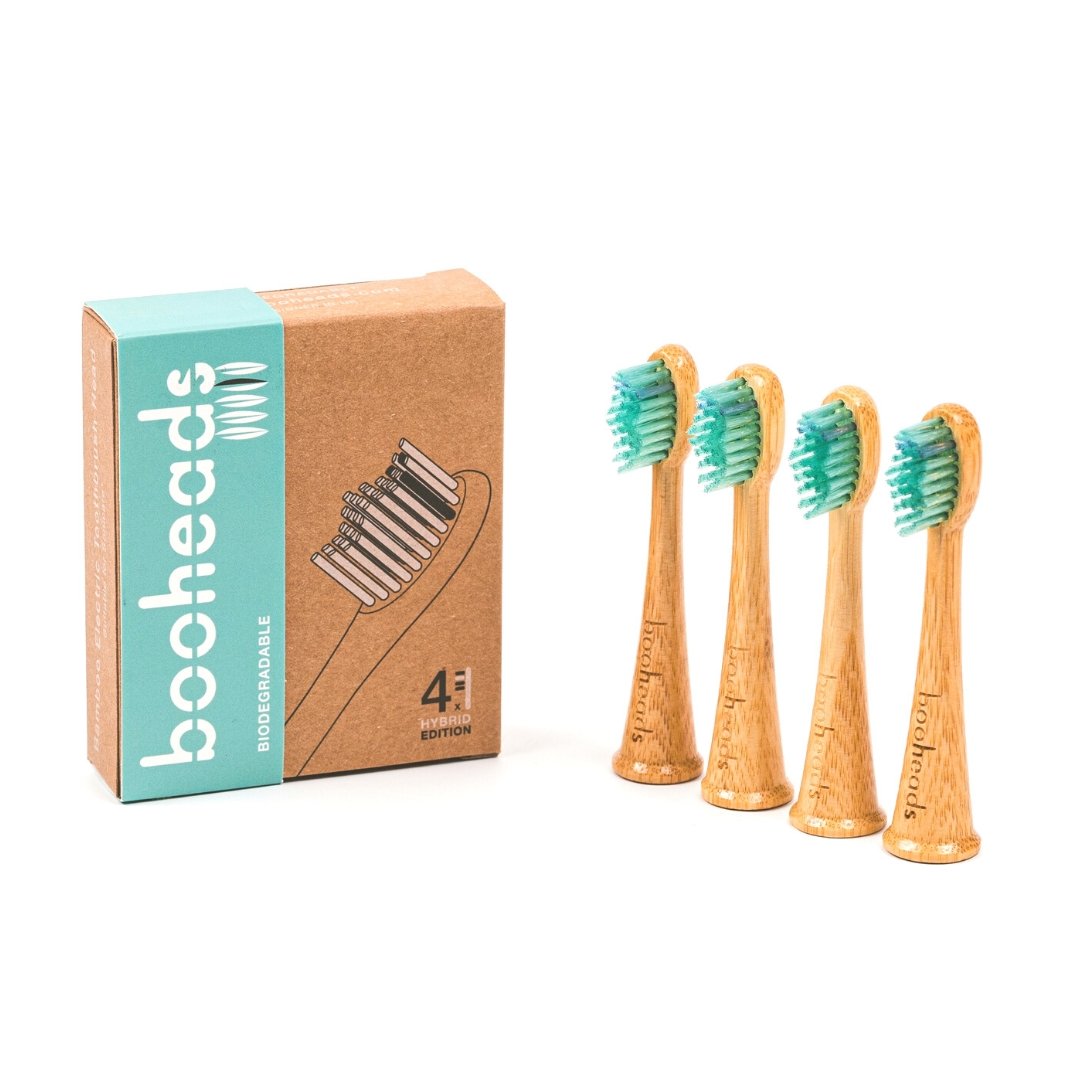 Turquoise Bamboo Electric Toothbrush Heads | Soniboo Hybrid Edition, 4 Pieces