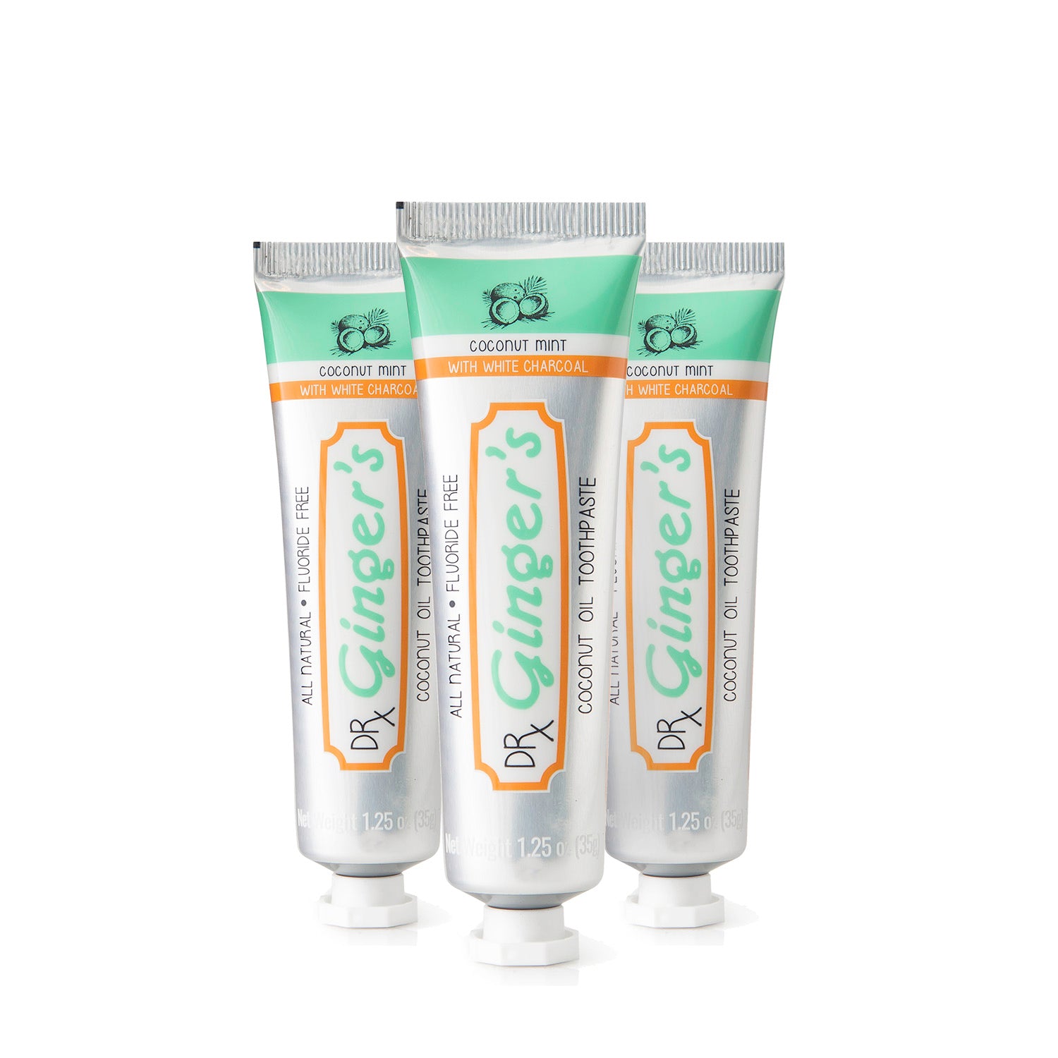 Coconut Oil and White Activated Charcoal Toothpaste | 3 Pack, 1.25 oz Each