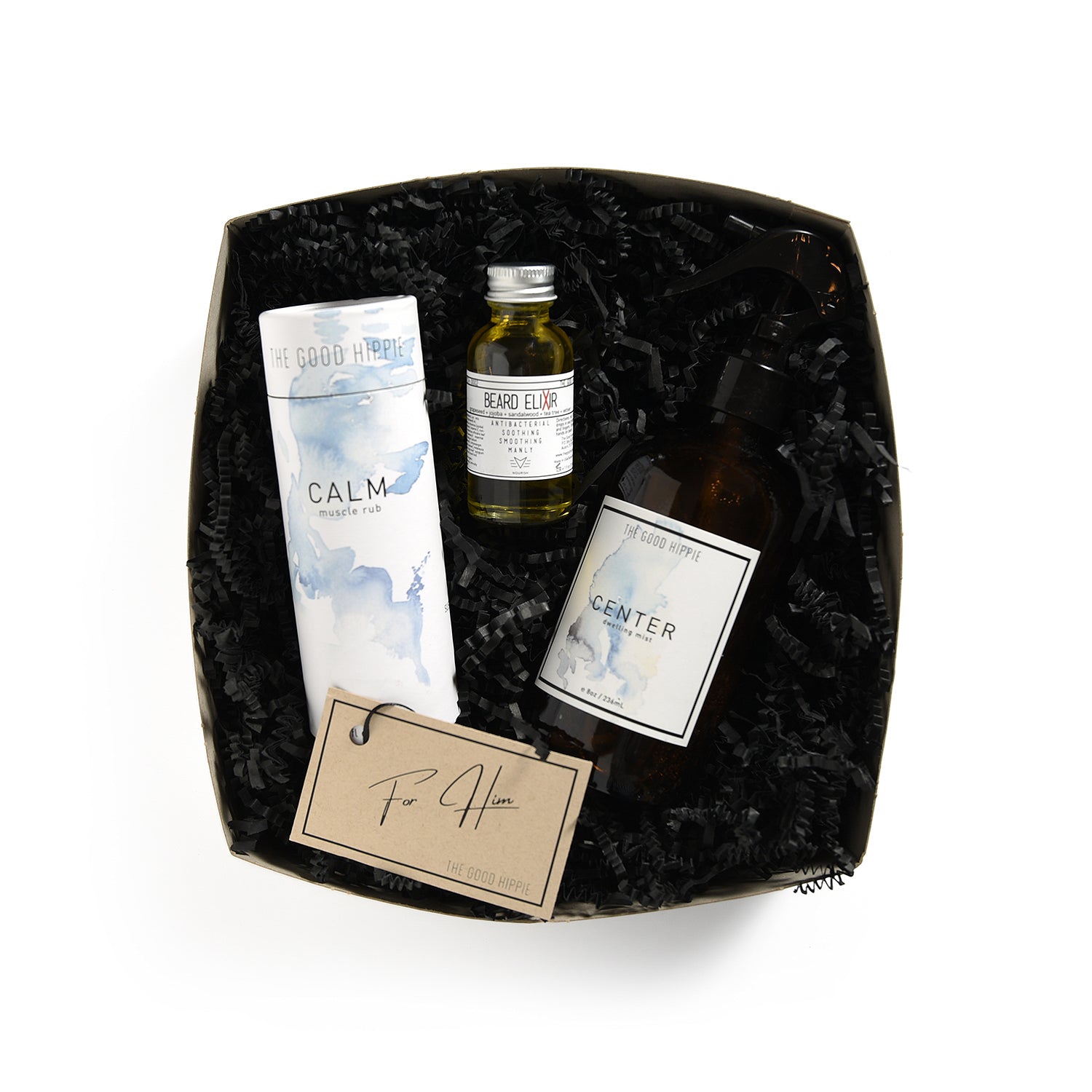 For Him Box | Gift Set with Beard Elixir, Dwelling Mist, Muscle Rub